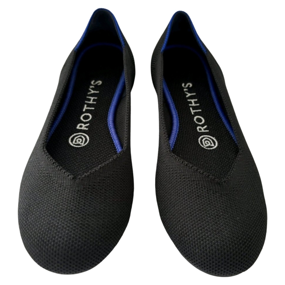 Rothy's Round Toe Black Ballet Flats Slip On Shoes SIZE US W9.5 - Picture 2 of 14